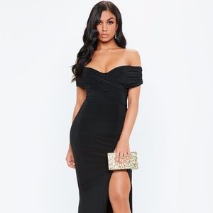 MISSGUIDED BLACK BARDOT DRESS